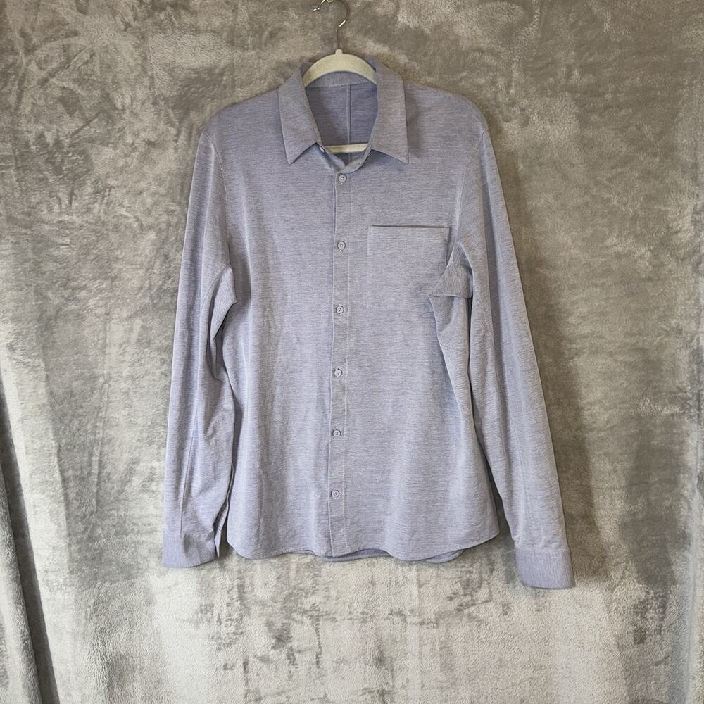 Lululemon Commission Stretch Long Sleeve Button Shirt Large? Blue Performance